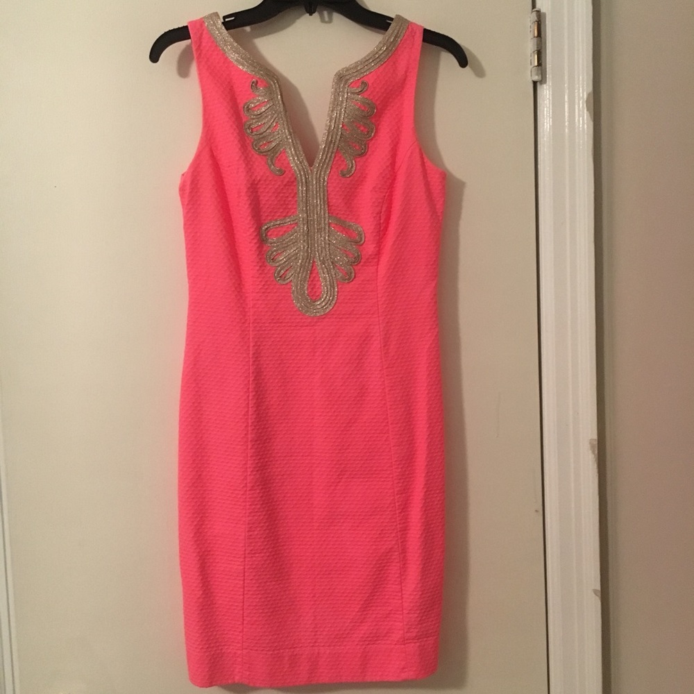Pink and gold Lilly Pulitzer shift dress